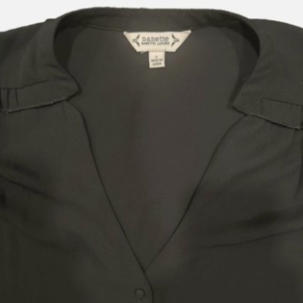 Nanette Lepore Black Semi Sheer Blouse Long Sleeve Lightweight Womens Size Large - Picture 7 of 9
